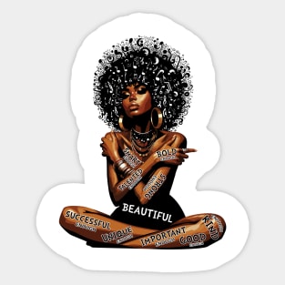 Black Woman Strong Bold Smart Successful Unique and Talent Enough Sticker